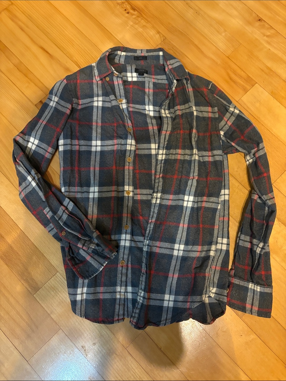 J. Crew Gray Plaid Button-Down Flannel Shirt